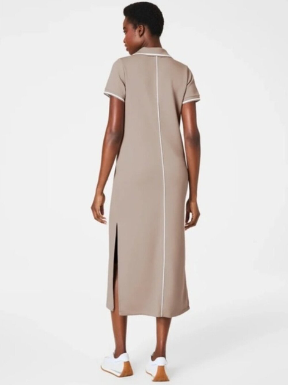 Spanx Air Essentials Pique Polo Midi Dress in Ashwood Size Large - Picture 10 of 12